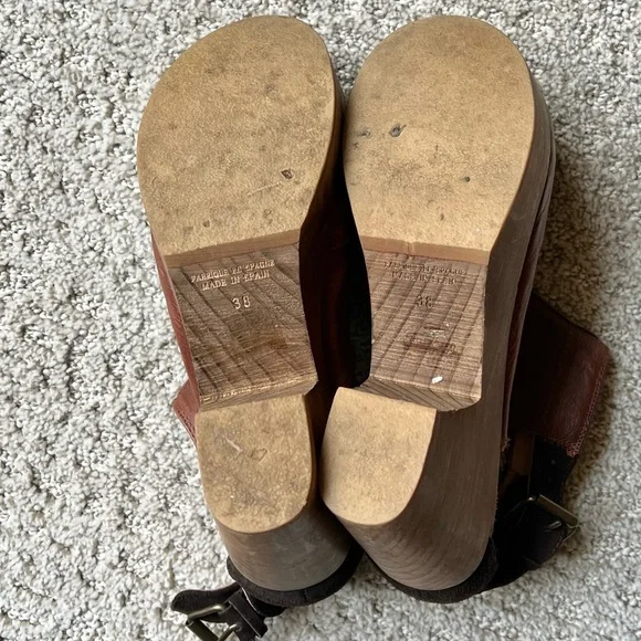 Free People Brown Leather & Suede Clogs, 38 🤎 - Picture 5 of 7